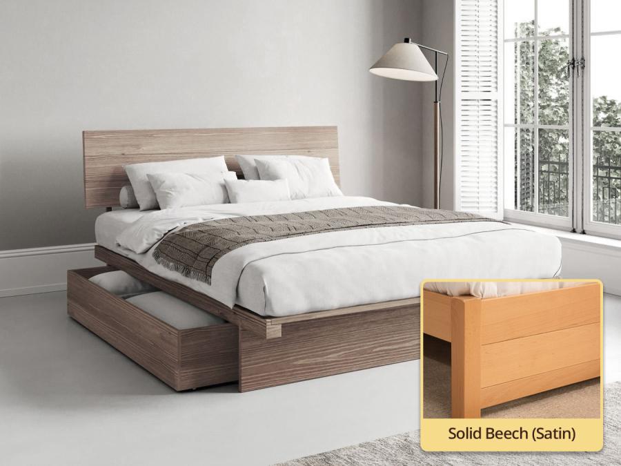 japanese storage bed Solid Beech (Satin)