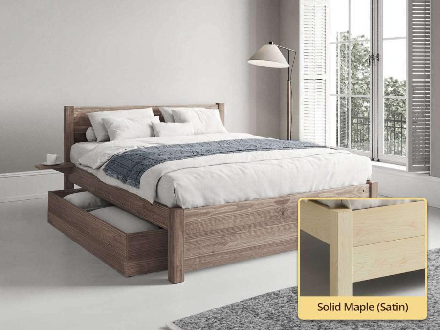 London Storage Bed solid maple