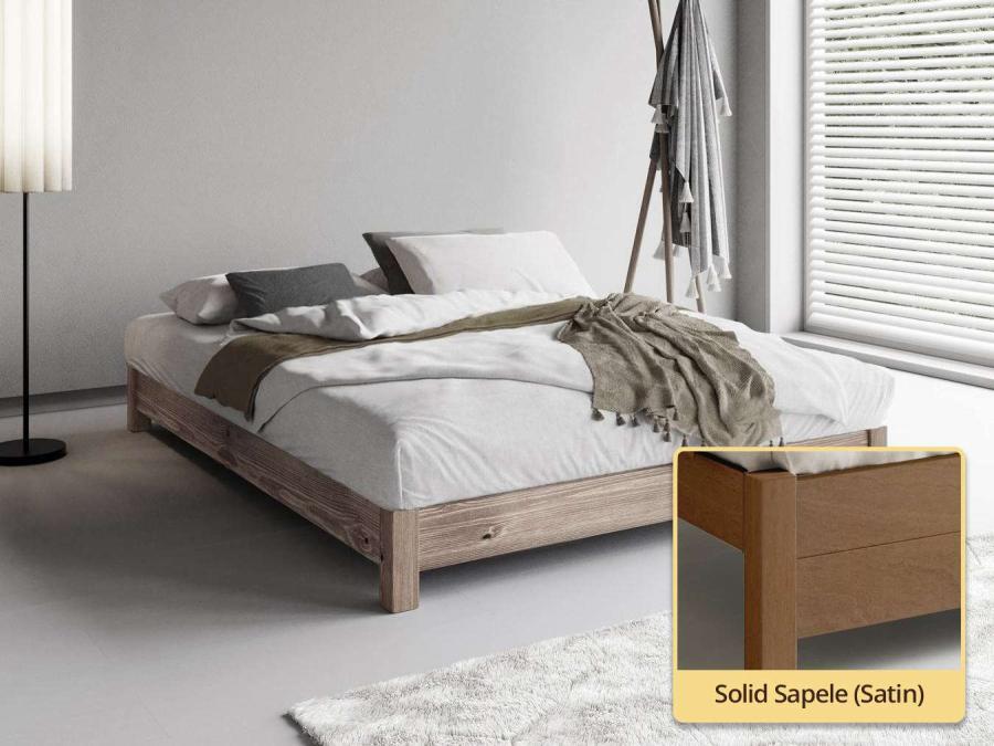 Low Platform Bed (No Headboard / Space Saver) solid sapele