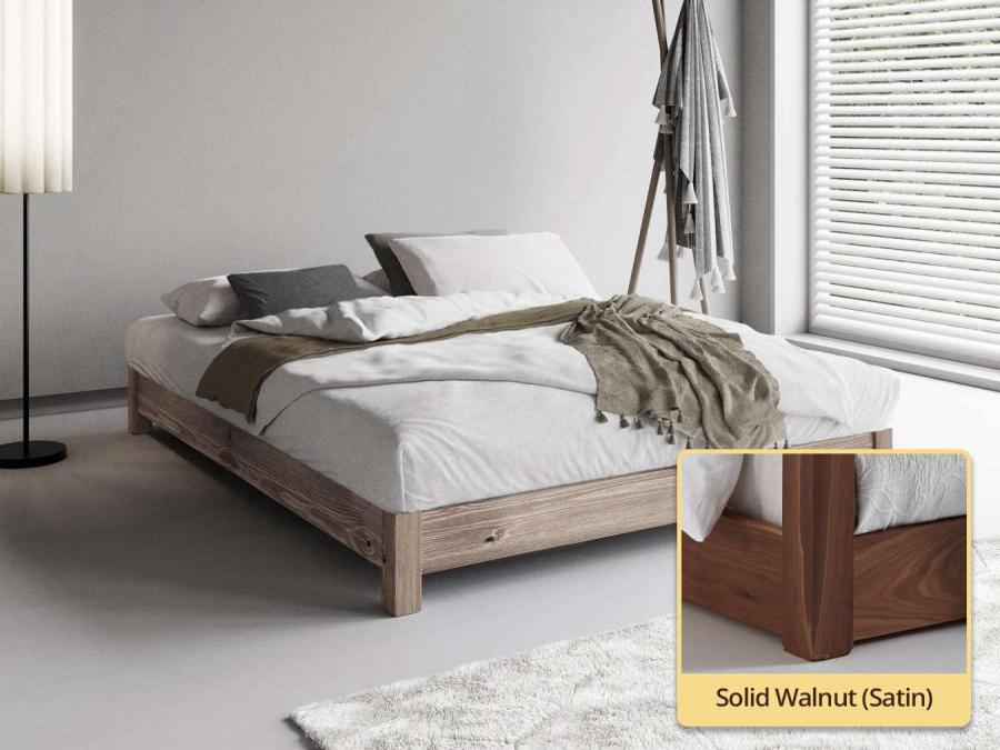 Low Platform Bed (No Headboard / Space Saver) solid walnut