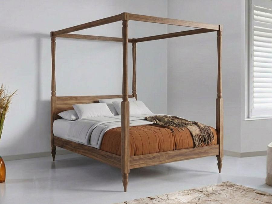 four poster country bed walnut