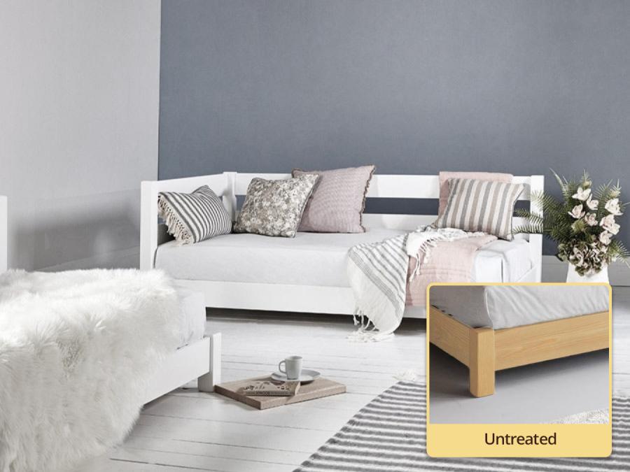 untreated wooden bed frame by get laid beds