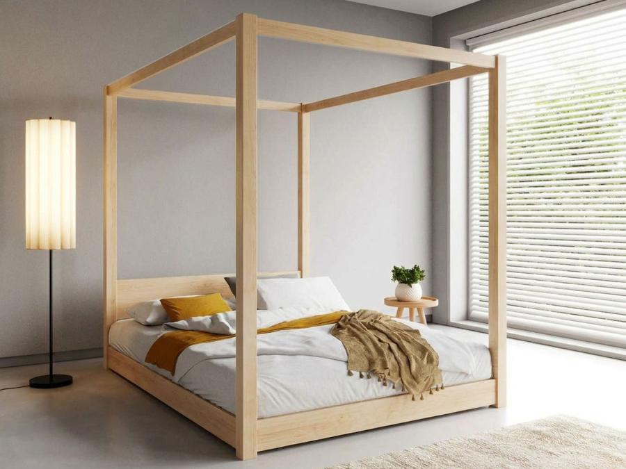 Low Four Poster Bed Maple