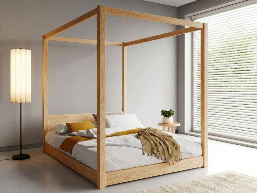 Low Four Poster Bed Ash