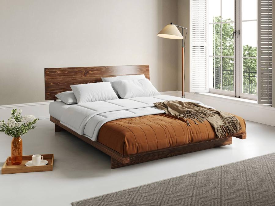 coffee bean finish low bed frame attic bed japanese bed fuji design