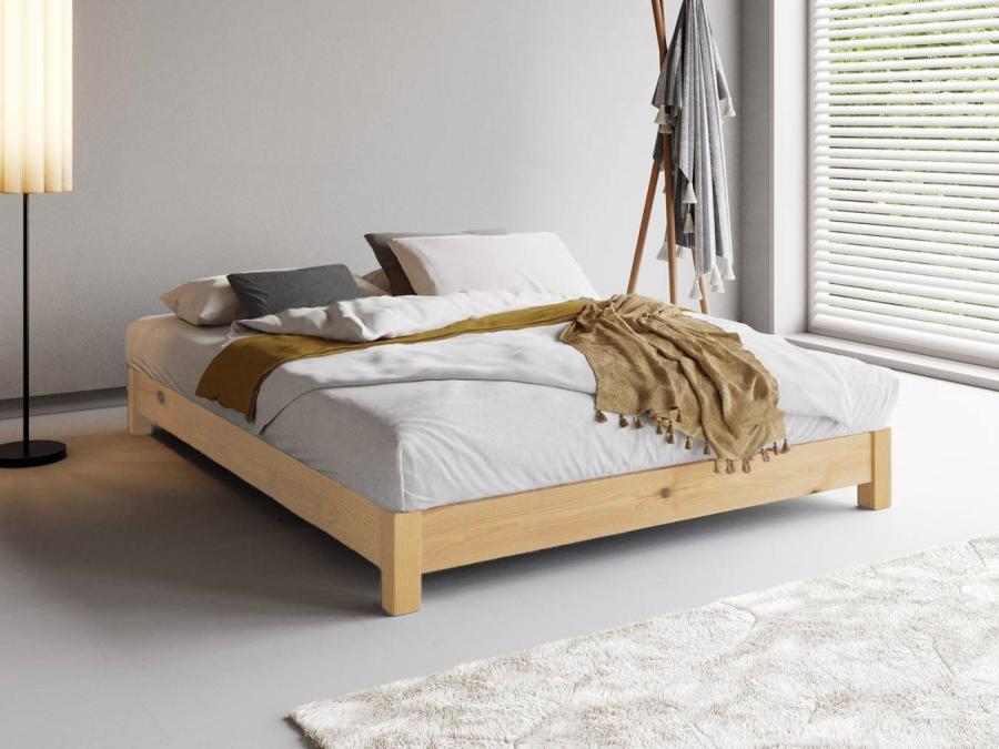low platform bed natural wood