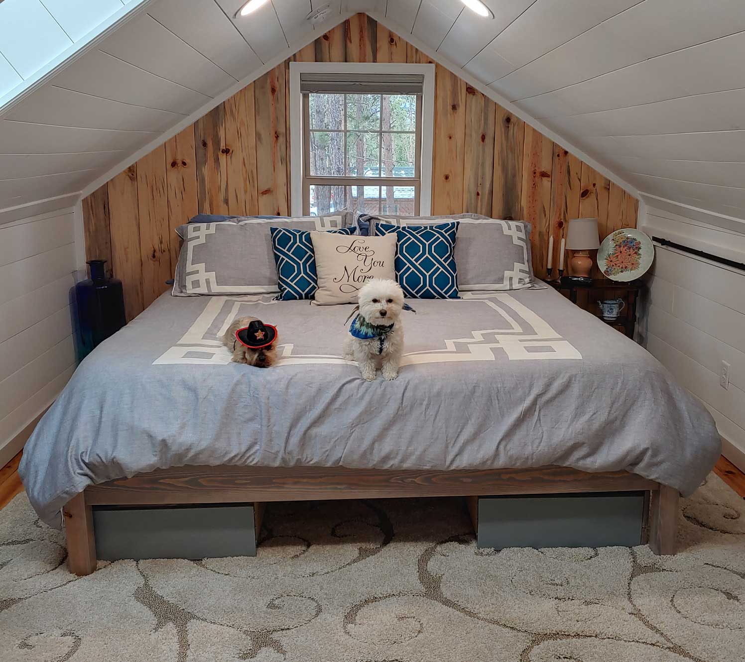 Grey Bedroom Ideas Pair with warm wood